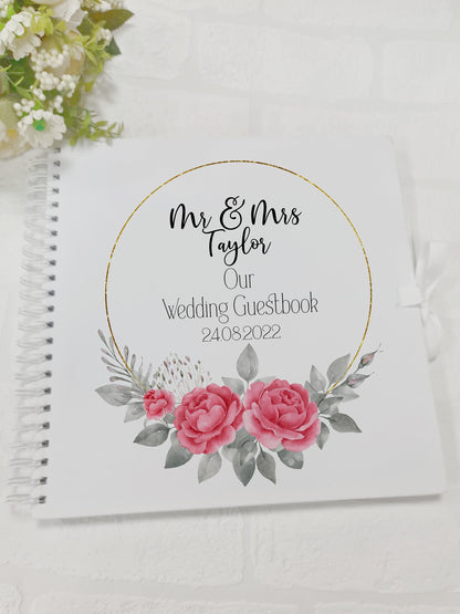 Personalised  Wedding Guest Book, Floral wedding guest book, memory book, photo album