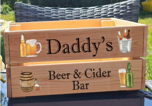 Personalised Beer Crate, Fathers day beer crate - daddy’s beer box, dads beer,  Father’s Day gift, wooden beer crate