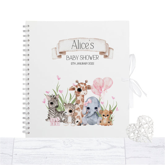 Personalised  Baby Shower Guest Book,  Baby shower scrapbook, memory book, photo album, Girls baby shower gift
