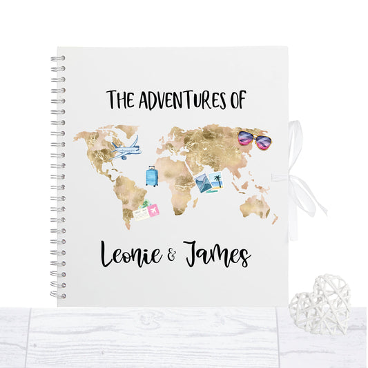 Personalised travel scrapbook, World map scrapbook, Travel journal, Family holiday album, World tour leaving gift