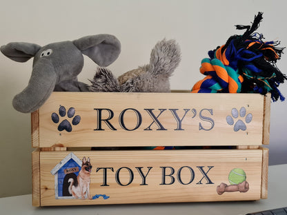 Personalised Dog toy box, Doy toy crate, Pet toy storage box, custom dog toy box