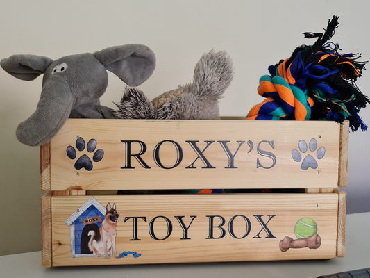 Personalised Dog toy box, Doy toy crate, Pet toy storage box, custom dog toy box