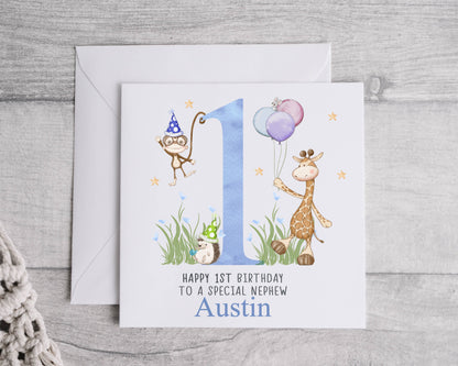 Personalised 1st 2nd 3rd Birthday Card for Son, Grandson, Nephew, Boy, Little Boy