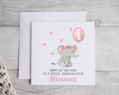 Personalised 1st Birthday Card for daughter, Granddaughter, Niece, little girl
