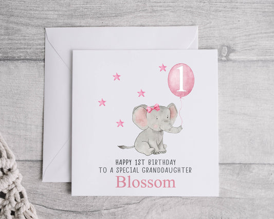 Personalised 1st Birthday Card for daughter, Granddaughter, Niece, little girl