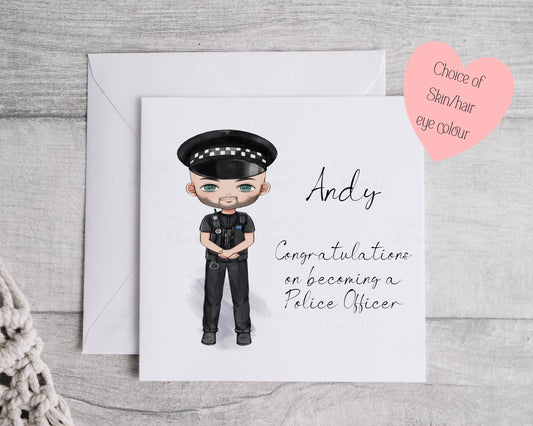 Personalised Police Card, Police Congratulations Card, Police Promotion Card, Retirement, Passing Out, Police Force, PCSO Card, Well Done