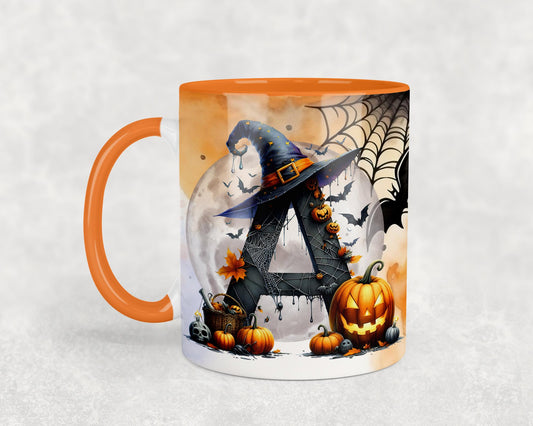 Personalised halloween mug, initial mug, custom mug, spooky halloween mug, Mug & Treat bag Gift Idea
