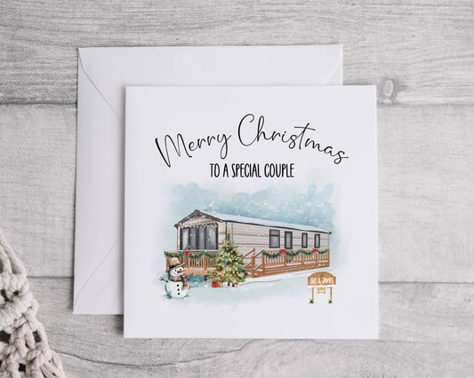 Personalised Christmas Static Caravan Card, Holiday home Card, Mobile Home, Retirement Christmas card