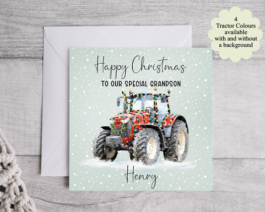 Personalised Tractor Christmas Card, Farmers card, Christmas card for Son, Grandson, Brother, Nephew, Dad