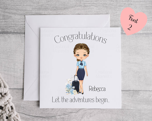 Personalised Flight Attendant Card, Air Hostess Card, Cabin Crew card, Air Steward, Birthday Card, Card for her, Aviation card (Copy) (Copy) (Copy)
